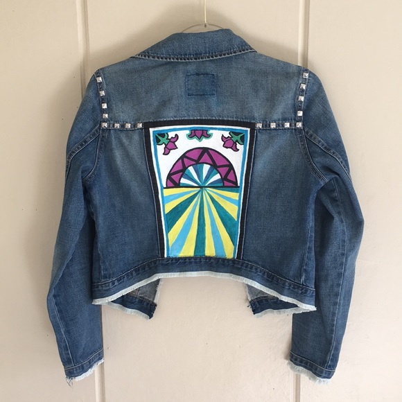 Jackets & Blazers - Hand Painted De-Constructed Denim Jacket Sz S